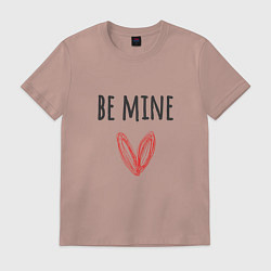 Футболка хлопковая мужская Be mine - doodle heart, цвет: пыльно-розовый