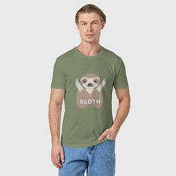 Футболка хлопковая мужская Sloth, цвет: авокадо — фото 2