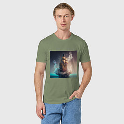 Футболка хлопковая мужская Путешествие во времени, цвет: авокадо — фото 2