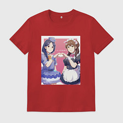 Футболка хлопковая мужская Нэрура и Нагоми Вахира - Akiba Meido Sensou, цвет: красный