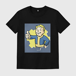 Футболка хлопковая мужская Волт-Бой с пальцем вверх, цвет: черный