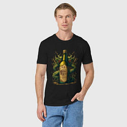 Футболка хлопковая мужская Зеленый змий, цвет: черный — фото 2