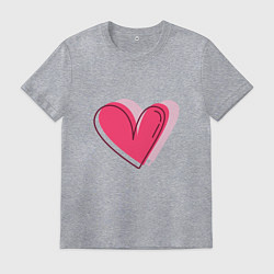 Футболка хлопковая мужская Большое бьющееся сердце, цвет: меланж