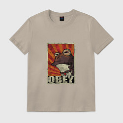 Футболка хлопковая мужская Obey frog, цвет: миндальный