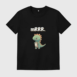 Футболка хлопковая мужская Мистер милый динозавр, цвет: черный
