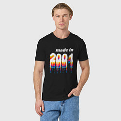 Футболка хлопковая мужская Made in 2001 liquid art, цвет: черный — фото 2