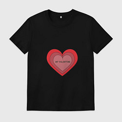 Футболка хлопковая мужская Сердце my valentine, цвет: черный