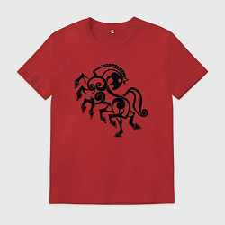 Футболка хлопковая мужская Слейпнир конь бога Одина, цвет: красный