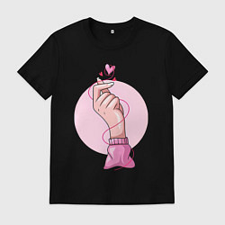 Футболка хлопковая мужская Жест любви, цвет: черный