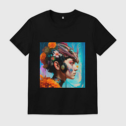 Футболка хлопковая мужская Девушка Стимпанк, цвет: черный
