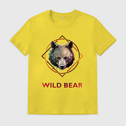 Футболка хлопковая мужская Медведь в рамке Wild Bear, цвет: желтый