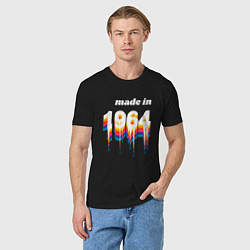 Футболка хлопковая мужская Made in 1964 liquid art, цвет: черный — фото 2