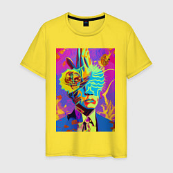 Футболка хлопковая мужская Andy Warhol - neural network - pop art, цвет: желтый