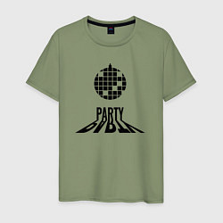 Футболка хлопковая мужская Party с диско шаром, цвет: авокадо