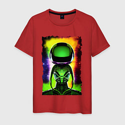 Футболка хлопковая мужская Bizarre alien - neural network - neon glow, цвет: красный