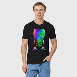 Футболка хлопковая мужская Aggressive alien - neural network - neon glow, цвет: черный — фото 2