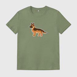 Футболка хлопковая мужская Мультяшная немецкая овчарка, цвет: авокадо