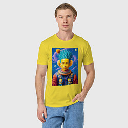 Футболка хлопковая мужская Барт Симпсон в космическом скафандре, цвет: желтый — фото 2