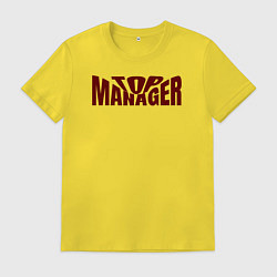 Футболка хлопковая мужская Top manager искаженная надпись, цвет: желтый