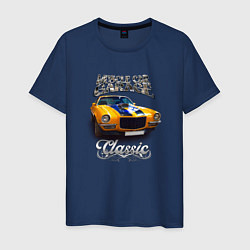 Футболка хлопковая мужская Американский маслкар Chevrolet Camaro, цвет: тёмно-синий