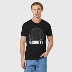 Футболка хлопковая мужская Gravity надпись и шар, цвет: черный — фото 2