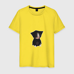 Футболка хлопковая мужская Сидит котенок, цвет: желтый