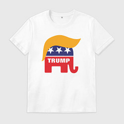 Футболка хлопковая мужская Trump elephant, цвет: белый