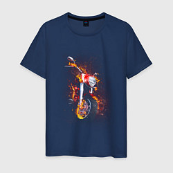 Футболка хлопковая мужская Огненный мотоцикл, цвет: тёмно-синий