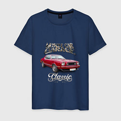 Футболка хлопковая мужская Маслкар Ford Mustang, цвет: тёмно-синий