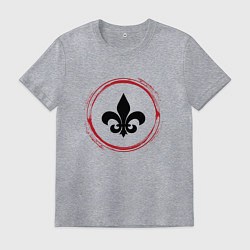 Футболка хлопковая мужская Символ Saints Row и красная краска вокруг, цвет: меланж