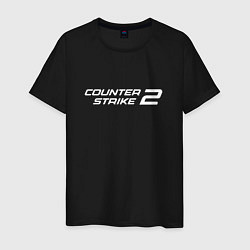 Футболка хлопковая мужская Counter strike 2 лого белый, цвет: черный