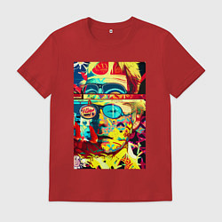 Футболка хлопковая мужская Энди Уорхол - поп-арт - автопортрет, цвет: красный