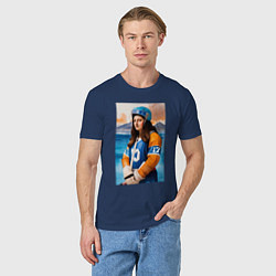 Футболка хлопковая мужская Мона Лиза - крайний нападающий, цвет: тёмно-синий — фото 2