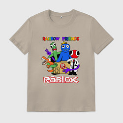 Футболка хлопковая мужская Радужные друзья - монстры Роблокс, цвет: миндальный