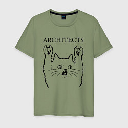 Футболка хлопковая мужская Architects - rock cat, цвет: авокадо