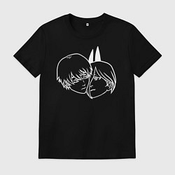 Футболка хлопковая мужская Человек-бензопила головы Дэндзи и Пауэр, цвет: черный