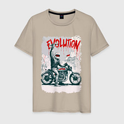 Футболка хлопковая мужская Evolution - motorcycle, цвет: миндальный