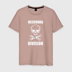 Футболка хлопковая мужская Necrovag white division, цвет: пыльно-розовый