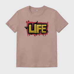 Футболка хлопковая мужская Life жизнь, цвет: пыльно-розовый