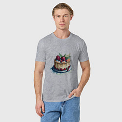 Футболка хлопковая мужская Акварельный торт, цвет: меланж — фото 2