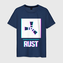 Футболка хлопковая мужская Rust в стиле glitch и баги графики, цвет: тёмно-синий