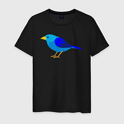 Футболка хлопковая мужская Синяя птичка, цвет: черный