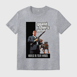 Футболка хлопковая мужская GTA Майкл де Санта, цвет: меланж