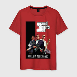 Футболка хлопковая мужская Майкл, Франклин, Тревор из GTA, цвет: красный