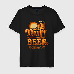 Футболка хлопковая мужская Duff beer brewing, цвет: черный