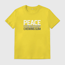 Футболка хлопковая мужская Peace, friendship, chewing gum, цвет: желтый