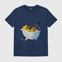 Футболка хлопковая мужская Уточка в ванне, цвет: тёмно-синий