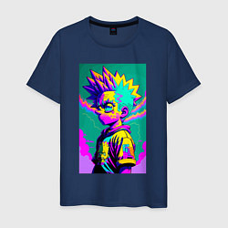 Футболка хлопковая мужская Bart Simpson - pop art, цвет: тёмно-синий