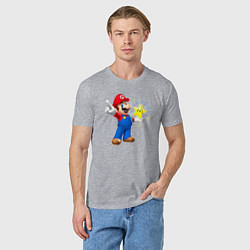 Футболка хлопковая мужская Марио держит звезду, цвет: меланж — фото 2
