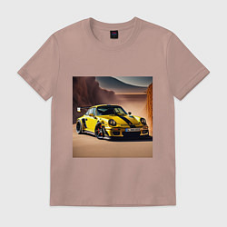 Футболка хлопковая мужская Porsche 911, цвет: пыльно-розовый